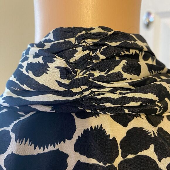 VTG 80s JORDAN WOMAN BUTTON UP SHIRT SIZE 9/10 BLACK WITH LEOPARD PRINT SILKY - Picture 10 of 11